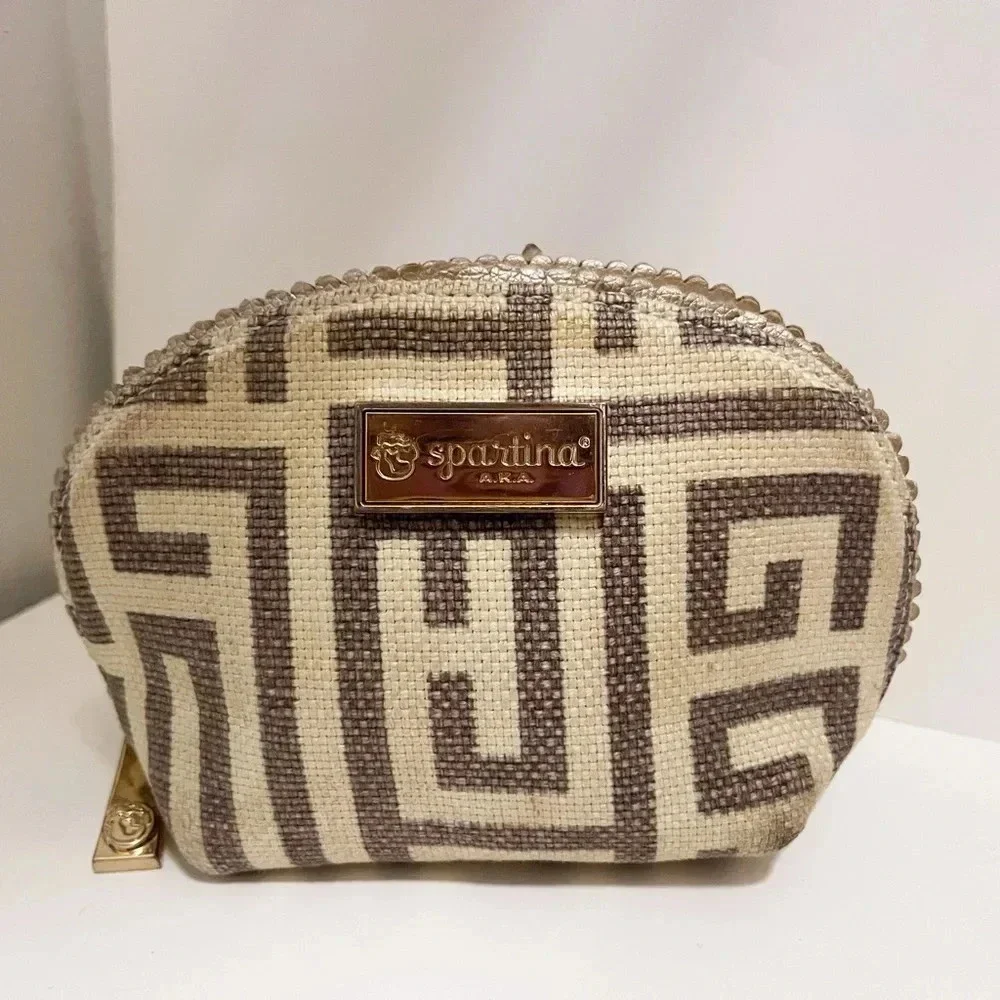 Spartina cosmetic linen bag vacation beauty makeup bag travel